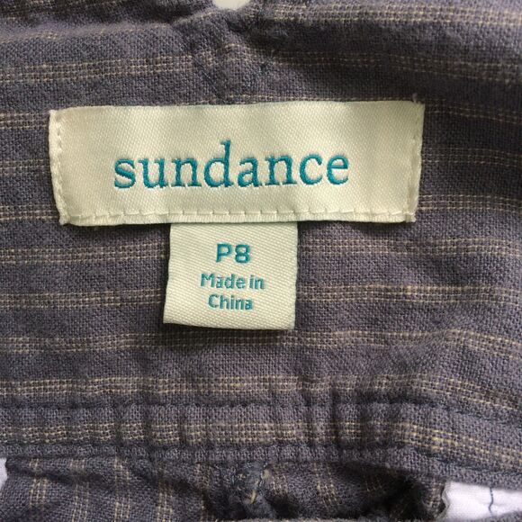 Sundance P8 Blue Striped Linen Cotton Blend Pants High Rise Button Front - Picture 5 of 5